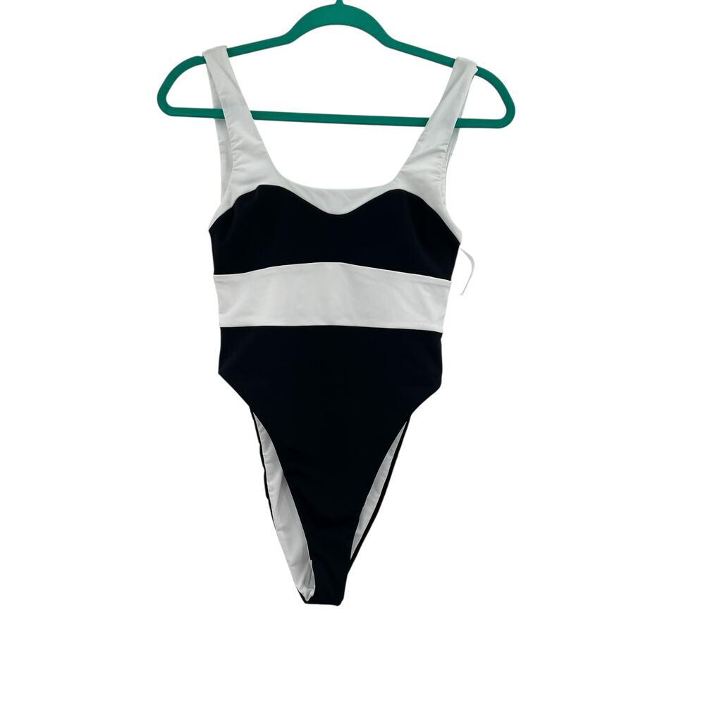 Mara Hoffman Idalia One Piece Swimsuit Colorblock Black White Size Small - Picture 2 of 13